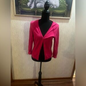 CAbi Fuchsia and Black Plaid Cardigan